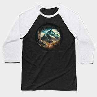 Mountains and Travel rounded graphic design Baseball T-Shirt